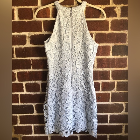 Lulus High Neck Lace Dress Light Blue Size XS - Picture 5 of 5